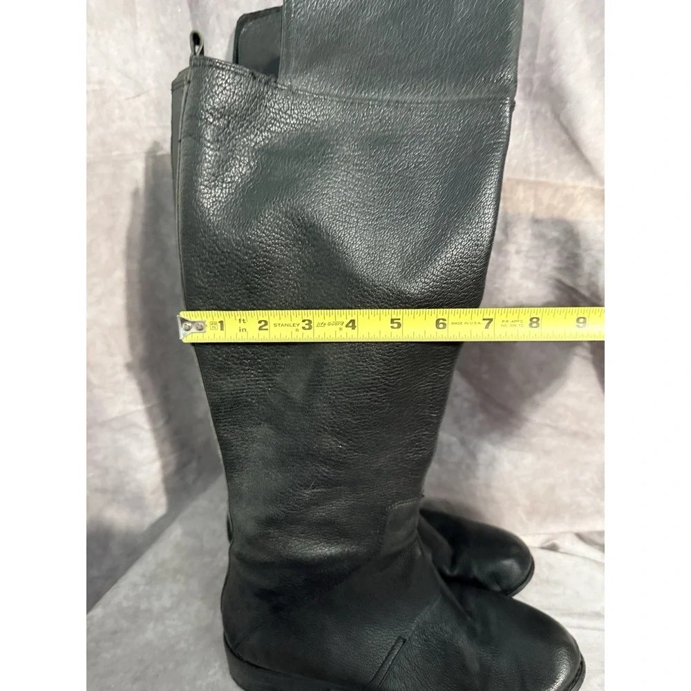Nine West Noriko Black Knee-High Leather Riding Boots Women 10M Preowned